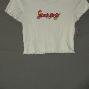 White Graphic Crop Top